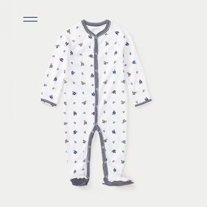 Baby Boy. Polo Bear Cotton Footed Coverall.